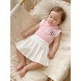 thumbnail image 5 of BemeyourBBs 2Pcs Toddler Baby Girl Football Little Infant Baby Girl Summer Clothes Sleeveless Lapel Collar Soccer Embroidered Tank Vest Tops with Pleated Skirt Set Toddler Baby Girl Summer Outfit, 5 of 9
