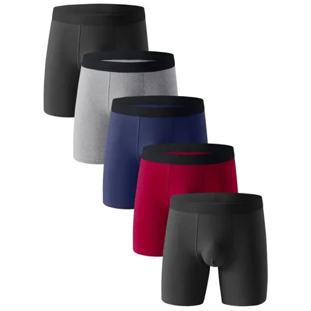 

5pcs Men‘s Cotton Stretch Plain Color Breathable Soft Boxer Briefs Underwear Multicolor Set