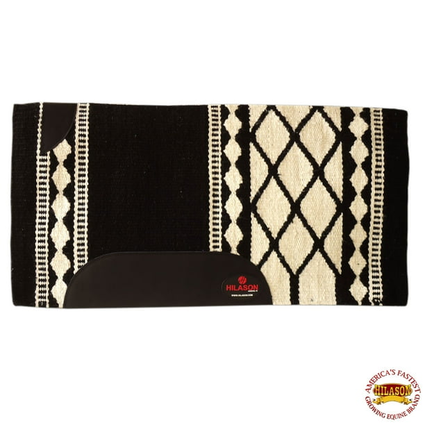 34FE Horse Western Saddle Blanket New Zealand Wool Black White Hilason