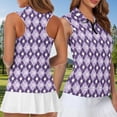 thumbnail image 5 of KUIFORTI Matching Golf Shirts for Couple Purple Argyle Quarter Zip Golf Tennis Tank Top Moisture Wicking Breathable Fabric Racerback Design Suitable for Tennis Enthusiasts, 5 of 6