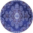 thumbnail image 1 of Ahgly Company Machine Washable Indoor Round Medallion Blue Traditional Area Rugs, 3' Round, 1 of 4