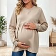 thumbnail image 3 of akafmk Women's Maternity Tops Long Sleeve Crewneck Sweatshirt Solid Color Soft Pregnancy Shirts Pullover Fall Winter Maternity Clothes, Size M, 3 of 7
