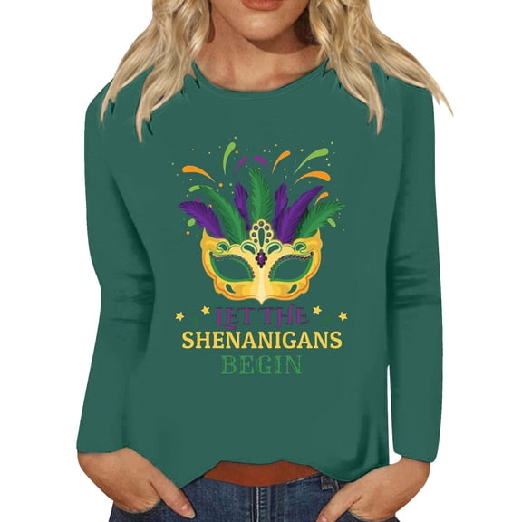 JJHGVB Lightweight Sweatshirts for Women Baggy Sweatshirt for Women T Shirts for Women Loose Fit Long Sleeve Undershirt for Women Mardi Gras Shirts for Women Long Sleeve Army Green L