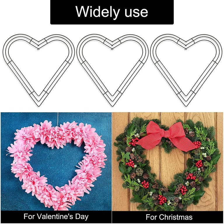 Wabjtam 2 Pieces Green Heart Wire Wreath Frame Metal Wreath Form Floral  Wreath Making Rings Handicraft Christmas Valentine's Day Wedding Party  Supplie