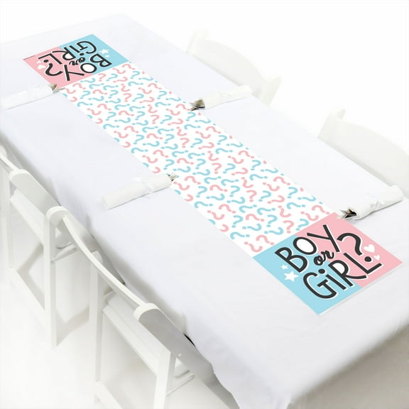 Big Dot of Happiness Baby Gender Reveal - Petite Team Boy or Girl Party Paper Table Runner - 12 x 60 inches