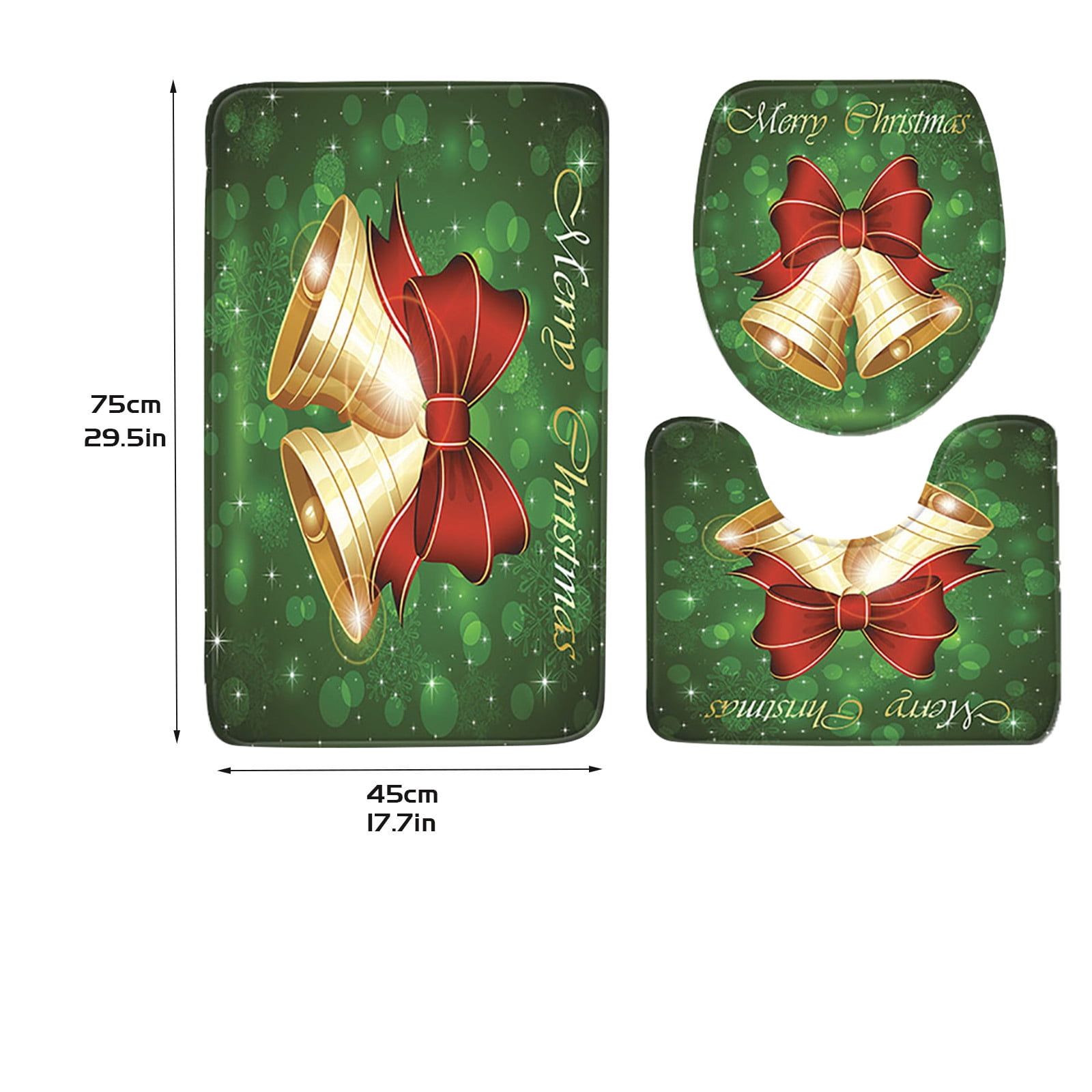3pcs Christmas Non-Slip Bath Mat Bathroom Kitchen Carpet Doormats Decor Gift US 
