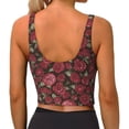 thumbnail image 3 of Fotbe Rose Flowers Pattern Womens' Sports Bra Longline Wirefree Padded with Medium Support Sports Moisture-Wicking Workou Vest,Tank Top-, 3 of 9