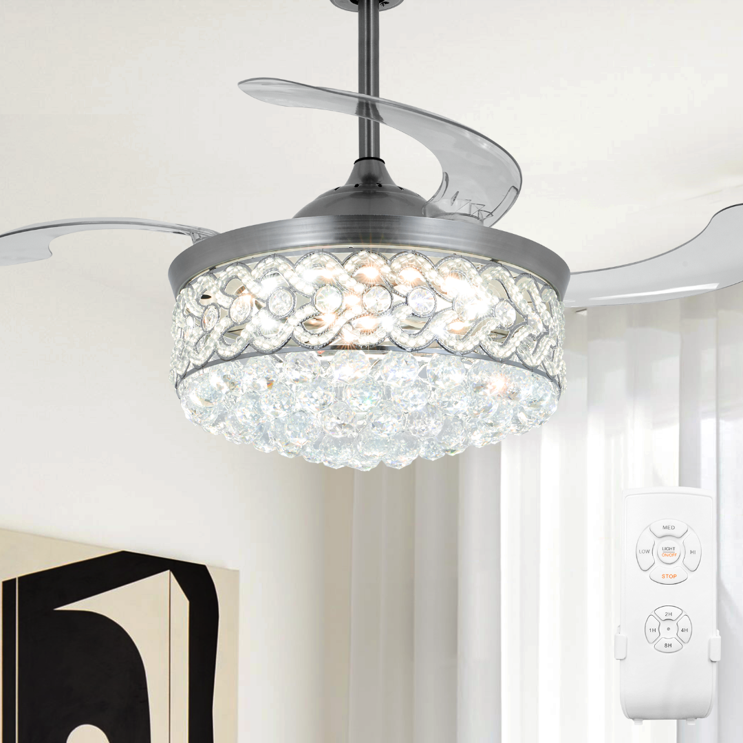 Fanaway 4-Blade 48-inch 3-Light Classic Matt Nickel And Espresso Retractable 4 Blade 48 Inch 3 Light Ceiling Fan