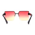 thumbnail image 2 of Womens Rimless Oversize Rectangle 90s Butterfly Sunglasses Black Red Orange, 2 of 4