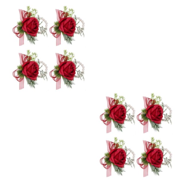 Minnieouse Ramo de flores artificiales de ensueño para novias con un toque de elegancia, de flores artificiales para boda, fácil de llevar, flor Vino rojo Muñeca flor 2piezas