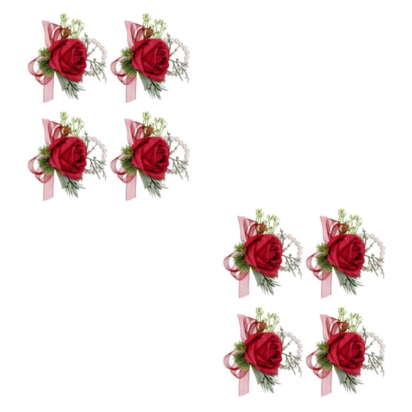 Minnieouse Ramo de flores artificiales de ensueño para novias con un toque de elegancia, de flores artificiales para boda, fácil de llevar, flor Vino rojo Muñeca flor 2piezas