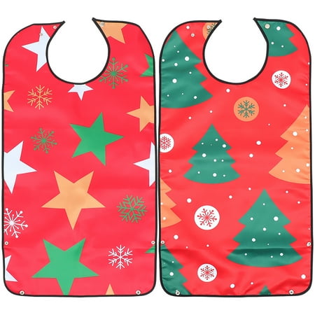 

TINKSKY 2Pcs Christmas Adult Bib Decorative Adult Bib Elderly Eating Bib Seniors Bib Adjustable Strap Bib