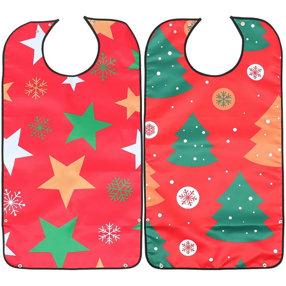 KAKOWELY 2 baberos navideños para adultos, babero decorativo para adultos mayores, babero para comer, babero para personas mayores, babero con correa ajustable