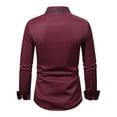 thumbnail image 5 of Stamzod Dressy Shirts for Men Fashion Solid Color Summer Long Sleeve Stretch Wrinkle-Free formal Shirt Business Casual Button Down Shirts Wine S, 5 of 7