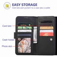 thumbnail image 3 of Dteck 9 Card Holder Folio Flip Glitter Leather Folding Stand Magnetic Wallet Purse Case with Strap &Zipper Coin Change Money Pocket, For iPhone 11 6.1", black, 3 of 7