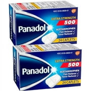 48 PANADOL 500 mg Extra Strength Caplets Pain Reliever 2 Pack