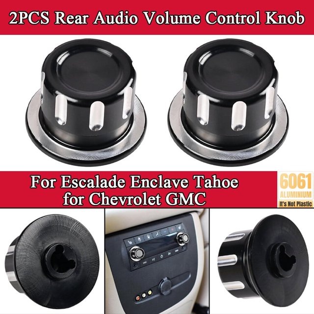 ALLTIMES 2PCS Rear Audio Volume Control Knob for Escalade Enclave Tahoe for Chevrolet GMC, Black Aluminum Alloy Anodization CNC Technology