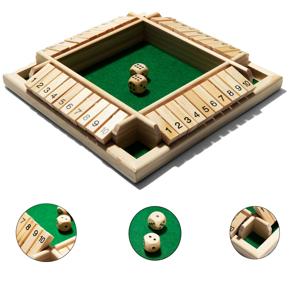 YouLoveIt Wooden Board Game Set Shut The Box Pub Bar Game Family Dice