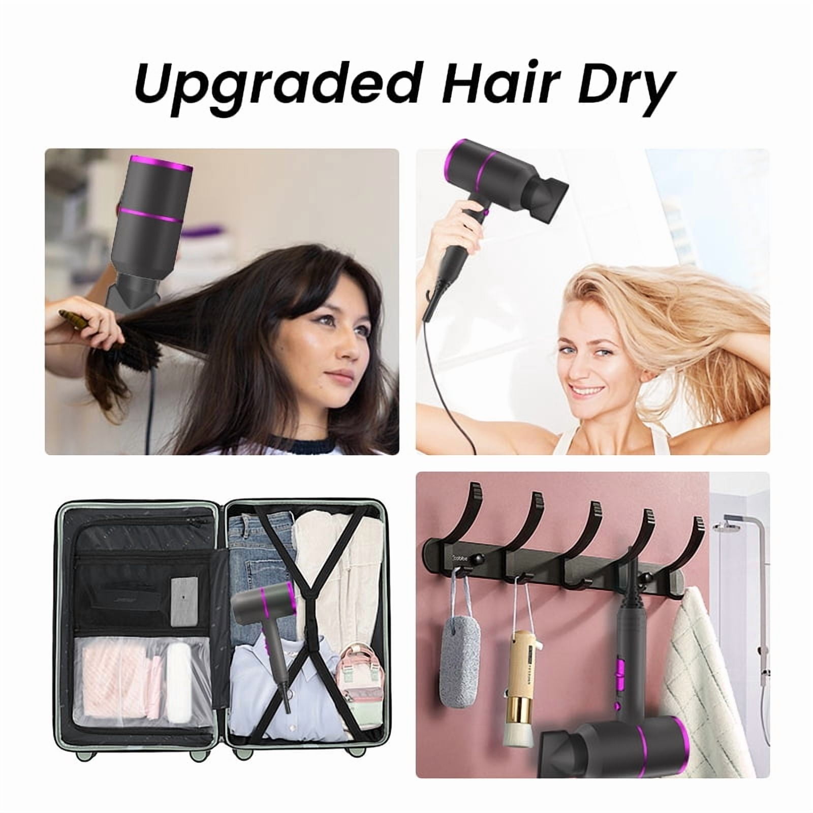 Hair Dryer-Fast Drying Ionic Blow Dryer-Updated 1800 W Low Noise Technology with Diffuser&Smooth Nozzle，with 3 Heat Settings