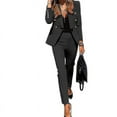 thumbnail image 1 of Women's Blazer With Trouser Suits Office Work Business Suit Jacket 2-piece Suit Set, 1 of 4