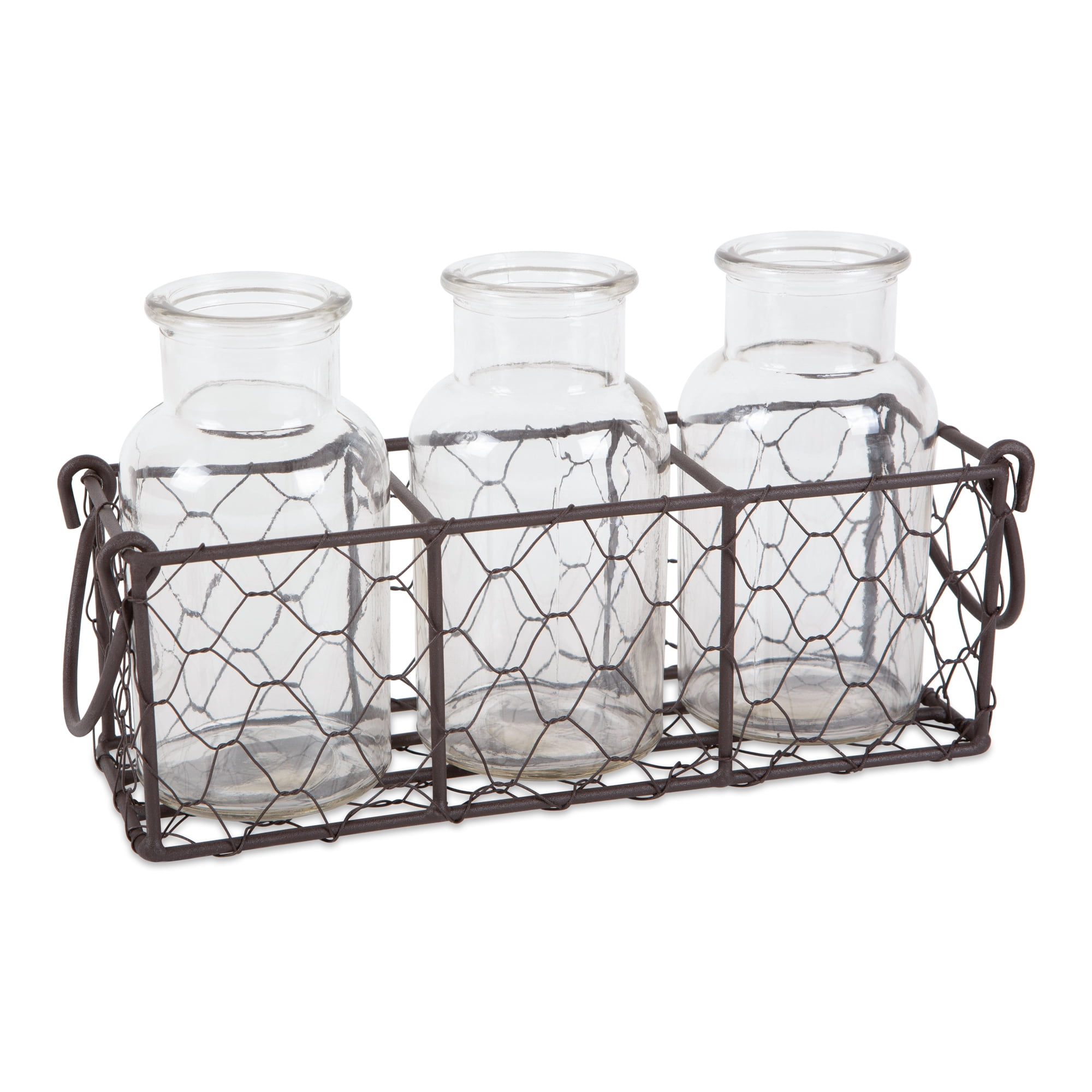 DII Rustic Farmhouse Vintage Chicken Wire Flatware Caddy with Clear