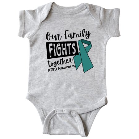 

Inktastic Our Family Fights Together PTSD Awareness Teal Ribbon Gift Baby Boy or Baby Girl Bodysuit