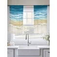 thumbnail image 5 of Teal Blue Gradient Beach Sheer Curtains 2 Panels Set Abstracts Seaside Ocean Wave Coastal Sheer Window Curtains Light Filtering Rod Pocket Voile Drapes for Bedroom Living Room 52"x54", 5 of 8