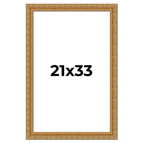 21x33 Frame Gold Ornate Solid Wood Picture Frame | 2 Inch Moulding Width | Firman Traditional Photo