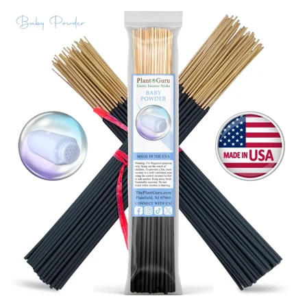 Baby Powder  Exotic Incense Sticks 11 Inch - Bulk 1 Bundle 45 to 50 Sticks - Natural 11" Long Lasting Aroma That Burns for 45 to 60 Minutes.