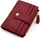 thumbnail image 1 of Cartera para mujer, tarjetero para mujer, pequeño monedero con bloqueo RFID, lindo pequeño monedero de cuero para mujeres, niñas, mini monedero corto para mujer, color rojo burdeos, 1 of 5
