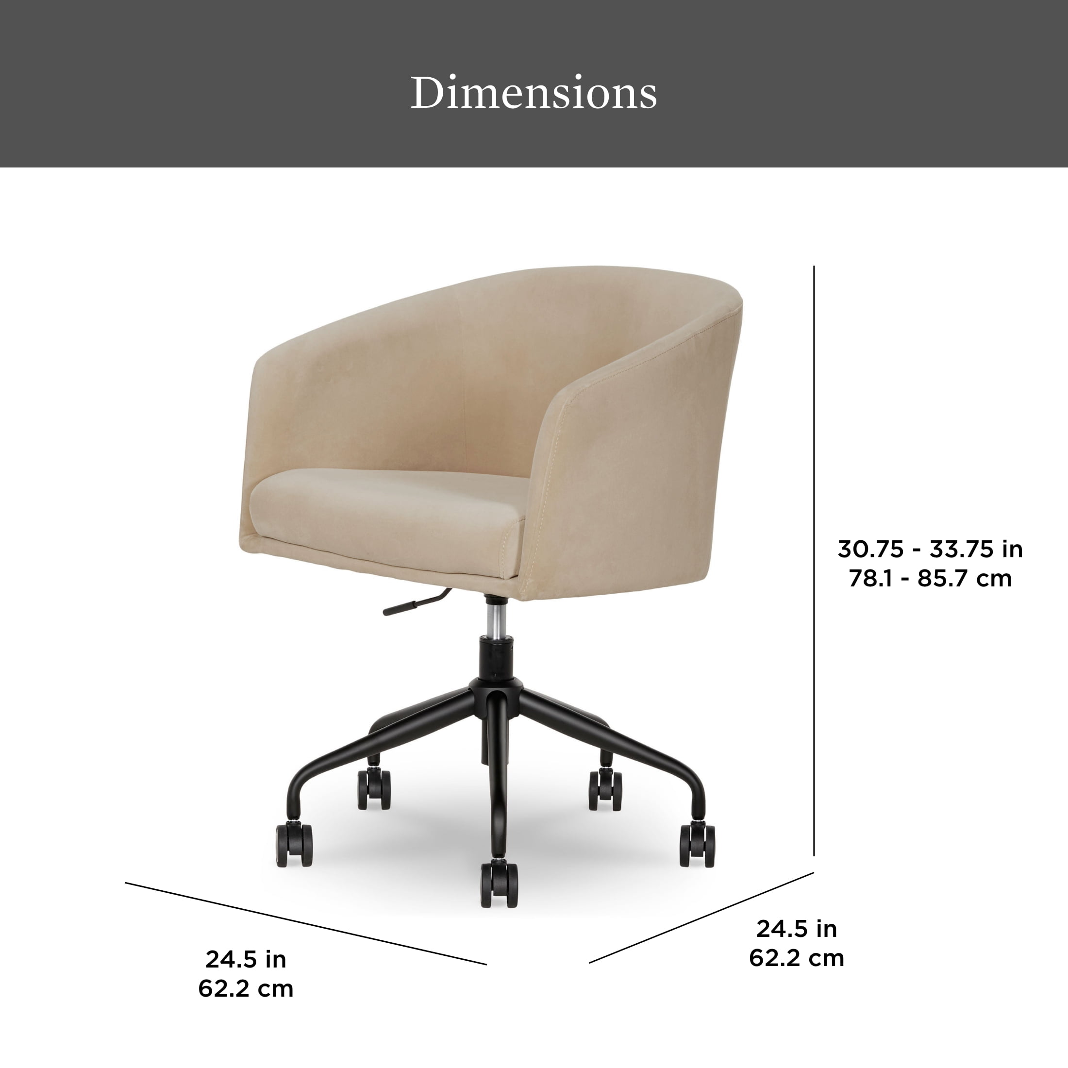Better Homes & Gardens Wyatt Velvet Office Chair, Beige