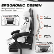 Furmax High Back Massage Gaming Chair with Footrest PU Leather Racing Computer Chair with Lumbar Support Ergonomic Office Chairs, White