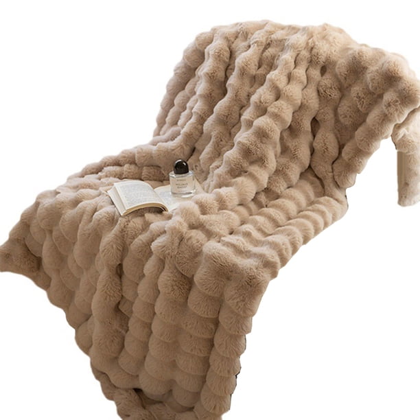 Manta suave Wdftyju Forro Polar Conejo Doble cara Color Camel