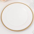 thumbnail image 5 of 13" Charger Plates - Set of 24 - White/Gold Round Acrylic Disposable Chargers with Beaded Rim, Ideal for Dinner Party Wedding Bulk Events, 5 of 9