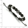 thumbnail image 3 of Primal Steel Stainless Steel Polished Black Onyx Beaded Skull Adjustable Bracelet, 3 of 7