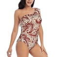 thumbnail image 3 of Sikiie Dragons1 Print Women One Piece Swimsuits Tummy Control One Shoulder Bathing Suits Ruffle Swimwear, From S to XXL-Medium, 3 of 6
