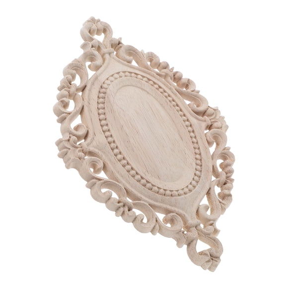 VERDANVERSE Carved Wood Appliques Onlays Wood Cabinet Door Carving Flowers Khaki 1Pack for Home Decor