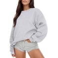 thumbnail image 2 of Ediodpoh Women Long Sleeve Sweatshirt Casual Crewneck Loose Fit Pollover Hoodie Fall Tops Women's Hoodless Sweatshirt Grey L, 2 of 7
