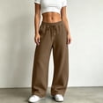 thumbnail image 6 of ZHYou No Boundarie Womens Baggy Sweatpants Seam Drawstring High Waist Wide Leg Loose Casual Trousers with Side Pockets,Coffee,Size M, 6 of 9