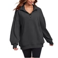 thumbnail image 4 of Asgosdo Women Oversized Sweatshirts Quarter Zip Long Sleeve Solid Color Casual Soft Pullover Fall Tops, 4 of 6