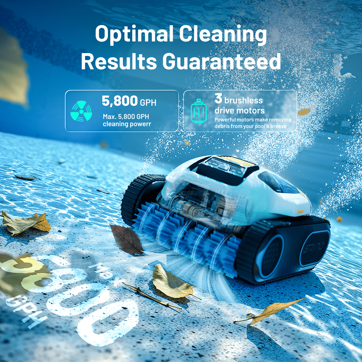 Spino E1 Robotic Pool Cleaner, Automatic Pool Vacuum for Above Ground & Inground Pool