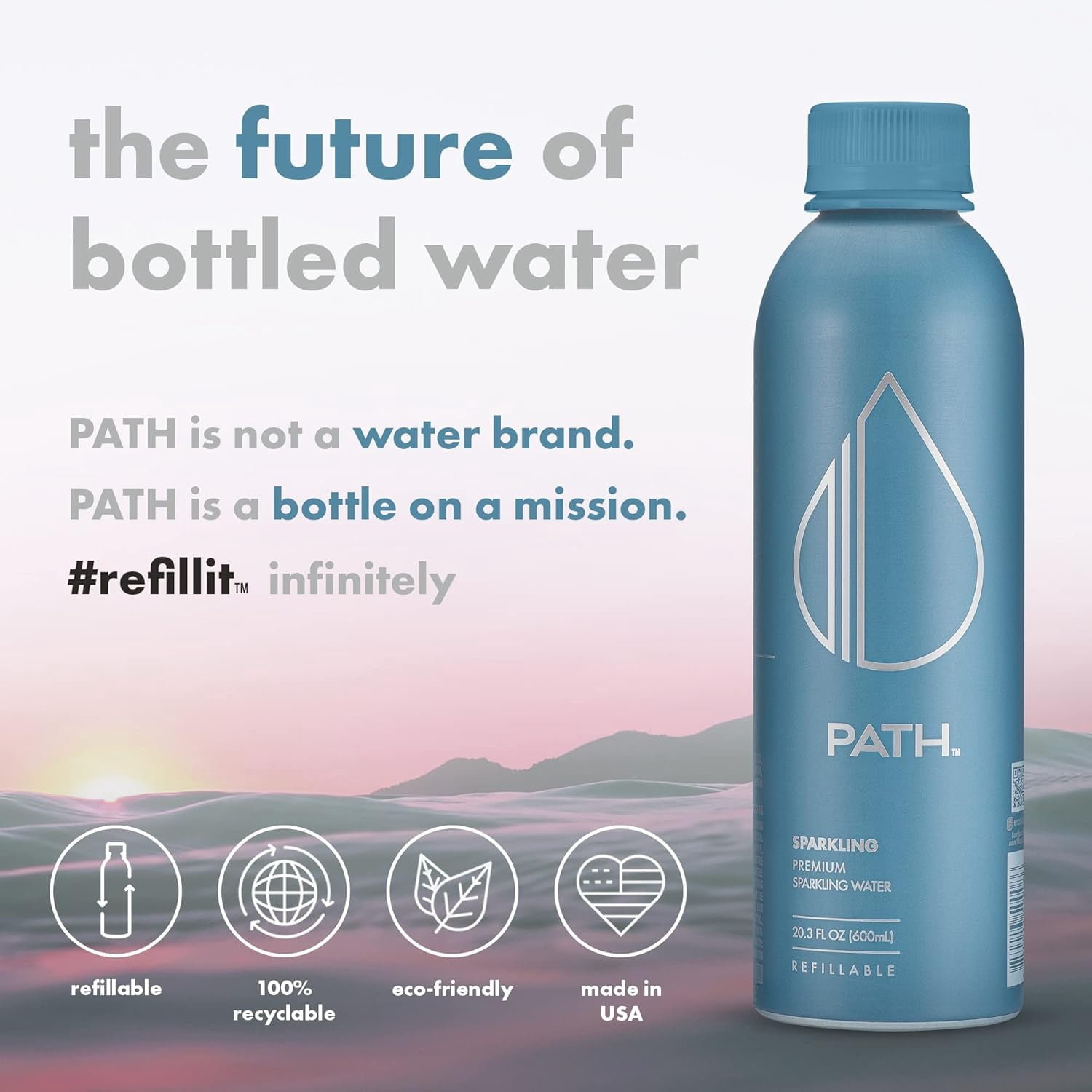 PATH Water Ultra-Purified Sparkling Water, 20 fl oz, 12 pack Aluminum Bottles