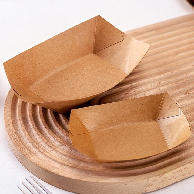 Birdeem Disposable Kraft Paper Food Containers, Microwave-Safe Lunch Boxes with Leakproof Design,6x5x2In Eco-Friendly Takeout Containers for Restaurant Meal Prep, Hot Foods and Party Serving(100 Pcs)