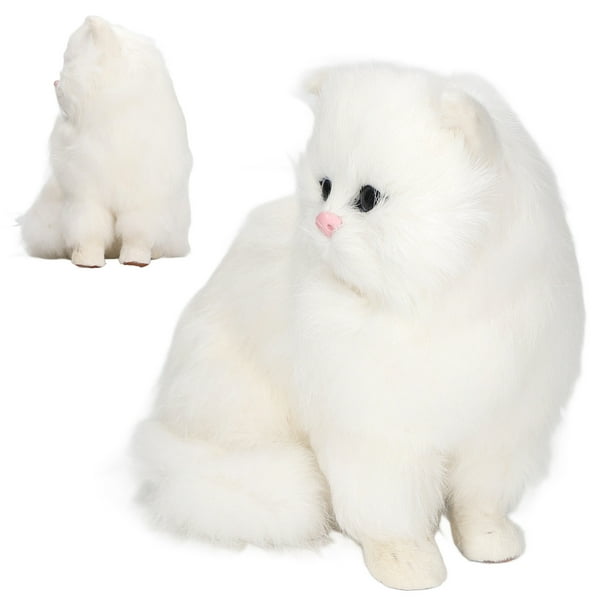 Figura decorativa de gato peludo Jadeshay gato peludo de simulación blanco