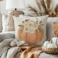 thumbnail image 2 of Fall Throw Pillow Covers 18x18 Inch Set of 2 Pastel Orange Pumpkin White Floral Outdoor Autumn Farmhouse Cottage Thanksgiving Decorations Decorative Throw Pillows Cases for Living Room Decor, 2 of 6