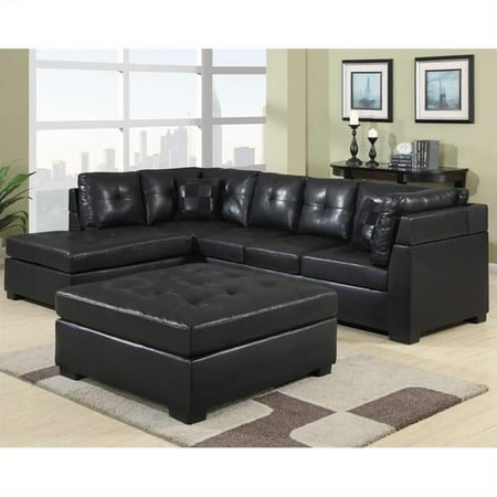 Kingfisher Lane Leather Left Facing Sectional Sofa In Black