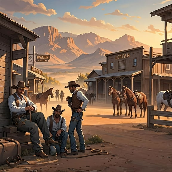 5D Diamond Painting Kits for Adults Western Cowboy Pattern DIY Diamond Art for Adults Beginners Picture Art Crystal Painting for Home Wall Decor