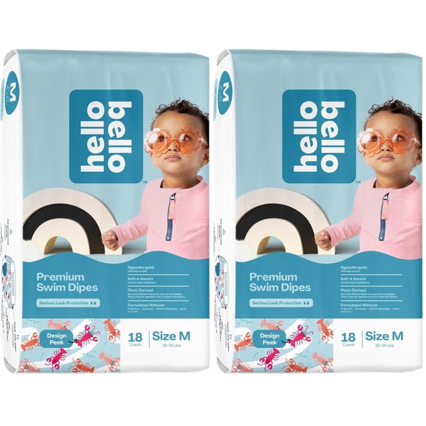 Pañales de natación Hello Bello, tamaño premium, tamaño mediano (paquete de 36)