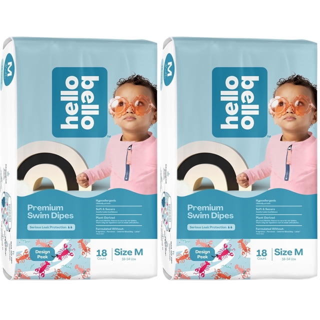 Pañales de natación Hello Bello, tamaño premium, tamaño mediano (paquete de 36)