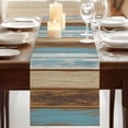 thumbnail image 3 of Table Runners 70 Inches Long Dress Scarves, Blue Brown Farmhouse Coffee/Dining/Kitchen Table Decor, Holiday Table Runner, Farmhouse Rustic Wooden Plank Board 13x70 Inch, 3 of 9